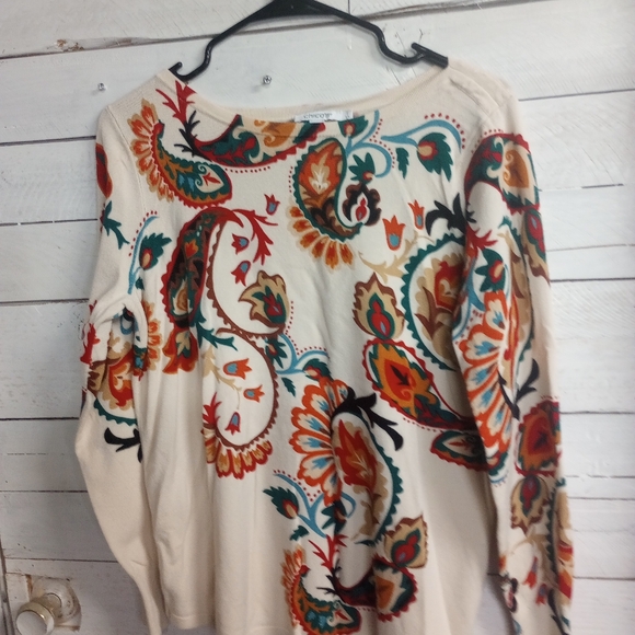 Chico's Women's Paisley CrewNeck Pullover Sweater Size Medium (Chico's 1) - Picture 8 of 12
